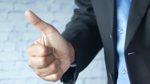 hombre, mano, actuación, un, pulgar