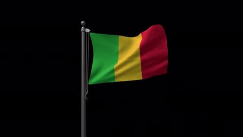 Waving Mali National Flag on Flagpole