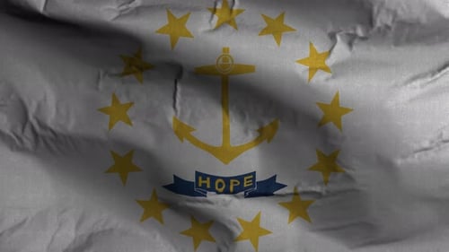 Realistic Rhode Island State Flag Waving Animation Loop
