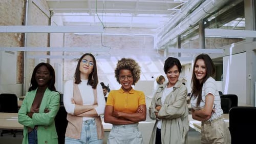 Confident Diverse Team of Women in Modern Office
