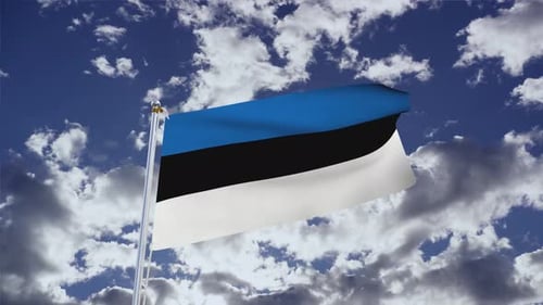 Realistic Waving Flag Animation in Blue Sky