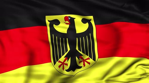Waving German Flag with Federal Eagle Emblem