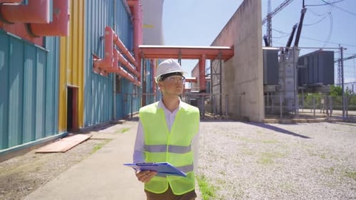Engineer working in switchyard.