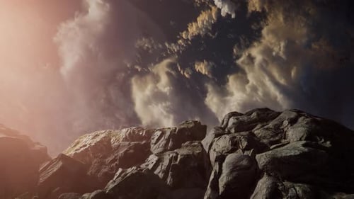 Beautiful View Above Cloudscape and Mountains