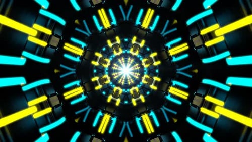Neon Glowing Tunnel Lights Loop Background