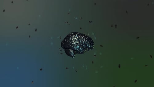 Futuristic Rotating Brain with Digital Connection Points