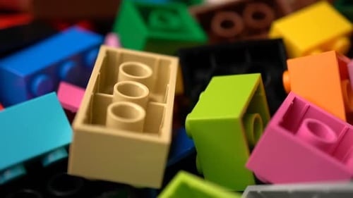 Colorful Building Blocks Macro Dolly Shot