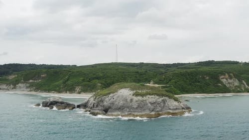Clean Sea Waves And Rocks Aerial View