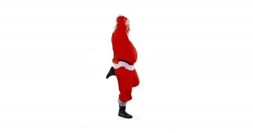 Senior Man in Santa Suit Dancing Merrily