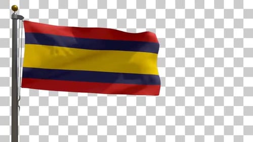 Drapeau de la ville d'Alor Setar (Malaisie) sur mât avec canal Alpha - 4K