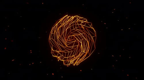 Abstract Energy Ball with Electricity Strikes Isolated on a Black Background