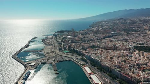 Aerial View. the City of Santa Cruz De Tenerife. The Capital of the Canary Islands in Spain. A City
