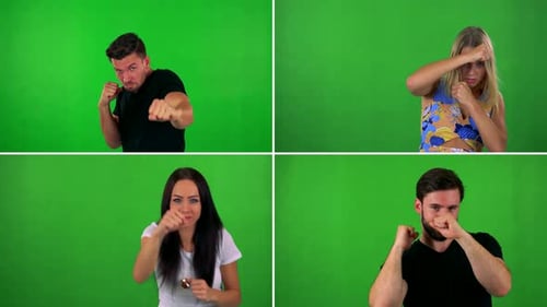 Compilation (Montage) - People Do Martial Poses - Green Screen Studio