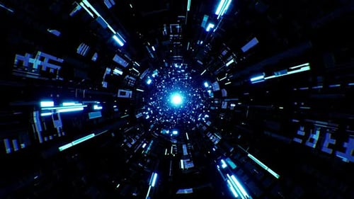 Blue Light Futuristic VJ Tunnel Loop 4K