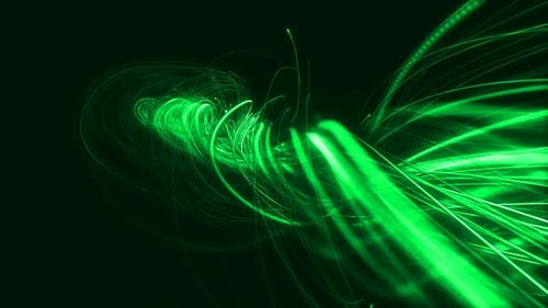 Abstract Glowing Green Wavy Lines Loop Background