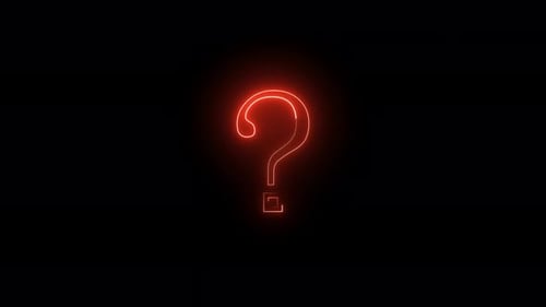 Red Neon Question Mark Glowing and Pulsating Animation
