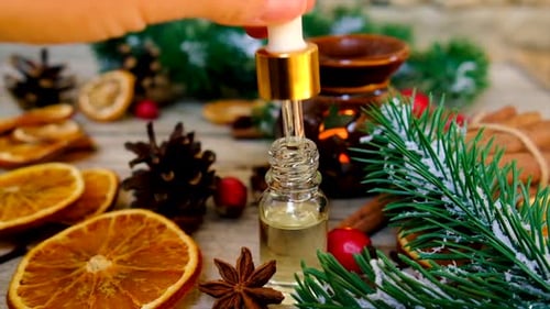 Aromatherapy Essential Oil Dropper Festive Scene