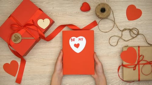 Hands Holding Handmade Valentine's Day Card