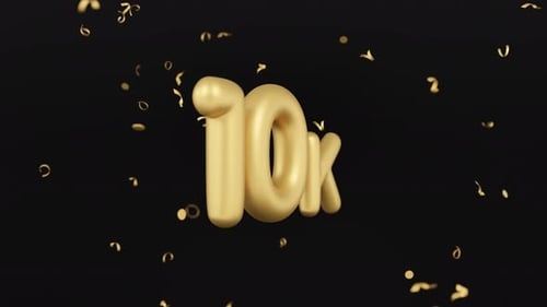 Golden 10K Celebration With Falling Confetti Animation
