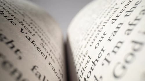 Macro Footage of Words on Pages of a Book