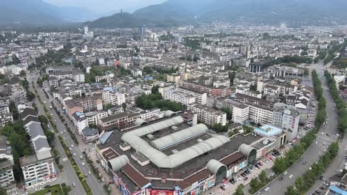 Edificaciones de la ciudad de Dujiangyan, China