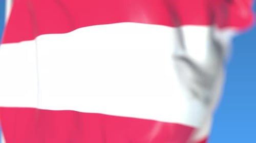 Realistic Seamless Loop of Waving Austrian Flag Against Blue Sky