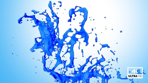 Dynamic Blue Liquid Paint Splash Animation with Alpha Channel