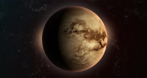 Animated Rotating Planet in Dark Space with Sci-Fi Glow