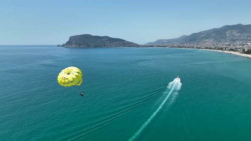 Parasailing Luftbild Türkei Alanya 4 K