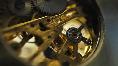 Intricate Watch Gears in Motion Close Up