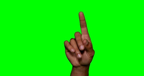 Hand Points on Green Screen for Compositing