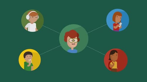 Animated Flat Design Social Network Connection