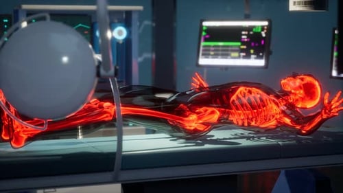Human Skeleton Bones Scan Exam in Lab