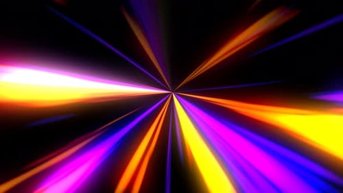 Bright Neon Light Rays Warp Speed Animation