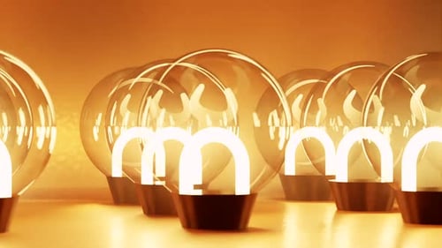 Golden Flicker Bulb Lights on the Copper Table Flashing Lights Lanterns