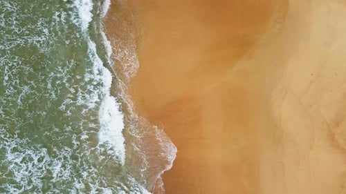 Aerial view of white sand beach and ocean wave