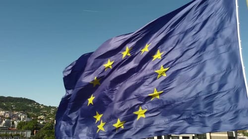 European Union Flag Waving in the Wind