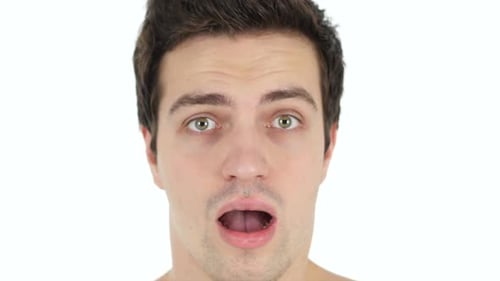 Man Opening Mouth in Surprise, Close Up