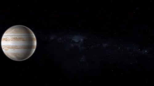 Realistic Rotating Jupiter Planet in Starfield Background