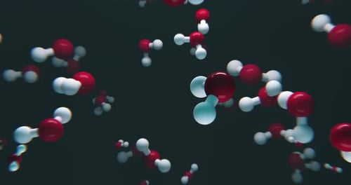 Animated H2O Water Molecules Floating Science Background
