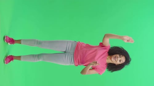 Woman Gesturing on Green Screen Background