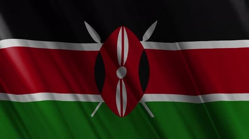 Realistic Waving Flag of Kenya Animation Loop