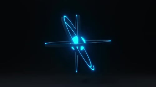 Loop Motion Graphics Of Black Rotation Sphere With Neon Orbits