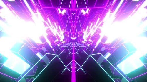 Abstract Glowing Neon Geometric Tunnel Loop Background