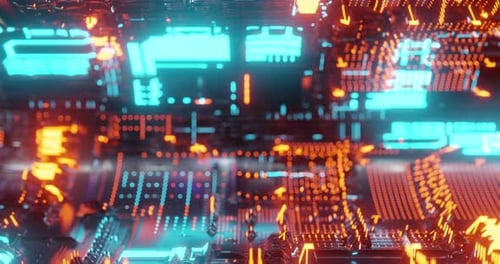 Motion graphic 4K seamless loop of abstract technology, led and particles.