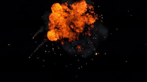 Fiery Explosion with Smoke and Sparks Alpha Channel