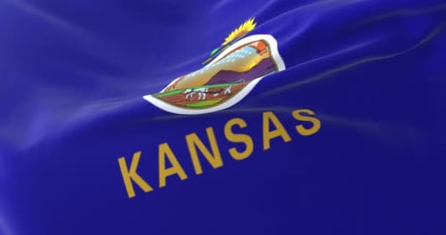 Realistic Waving Kansas State Flag Loop Animation