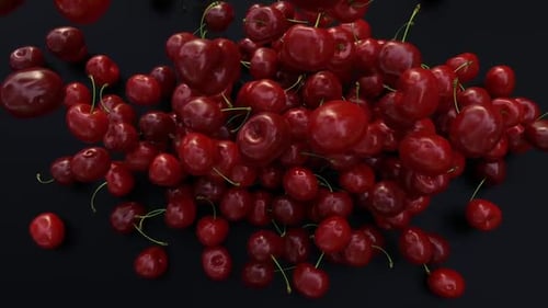 Cherries Falling Top View