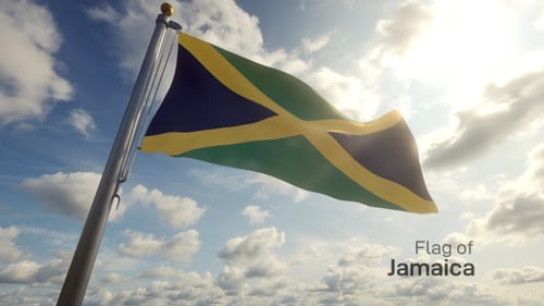 Jamaican Flag Waving in Realistic Sky Animation
