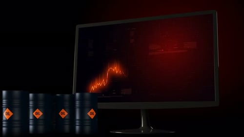 Financial Chart Shows the Fall of Oil Price on Markets